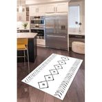 Rugviva Kaymaz Tabanlı Makinede Yıkanır Modern Mutfak Halısı Morocco Ar358, Beyaz, 100 X 180