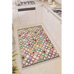Rugviva Kaymaz Tabanlı Yıkanabilir Modern Mutfak Halısı Rainbow Ar400, Yeşil, 80 X 180