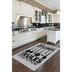 Rugviva Makinede Yıkanabilen Kaymaz Tabanlı Mutfak Halısı Ar016, Gri, 80 X 180