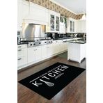 Rugviva Makinede Yıkanabilen Kaymaz Tabanlı Mutfak Halısı Ar019, Siyah, 100 X 160