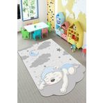 Rugviva Makinede Yıkanabilir Kaymaz Tabanlı Lazer Kesim Çocuk Halısı Ayıcıklı Ar185, Mavi, 120 X 180