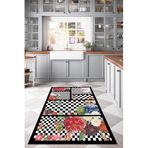 Rugviva Makinede Yıkanabilir Siyah Mutfak Halısı Modern Pathcwork Mackenzie Ar374, Siyah, 120 X 180