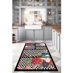 RugViva Makinede Yıkanabilir Siyah Mutfak Halısı Modern Pathcwork Mackenzie Ar374