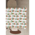 Rugviva MSO057 Dokuma Elit Kumaş Kaktüs Desenli Açık Krem Leke Tutmayan 140x100 cm Masa Örtüsü