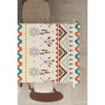 Rugviva MSO086 Dokuma Elit Kumaş Etnik Desen Krem Leke Tutmayan 140x200 cm Masa Örtüsü