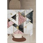 Rugviva MSO092 Dokuma Elit Kumaş Üçgen Desenli Geometrik Pembe Leke Tutmayan 140x180 cm Masa Örtüsü