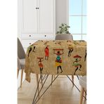 Rugviva MSO106 Dokuma Elit Kumaş Etnik Desen Bej Leke Tutmayan 140x140 cm Masa Örtüsü