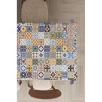Rugviva MSO198 Dokuma Elit Kumaş Çini Desenli Beyaz Leke Tutmayan 140x100 cm Masa Örtüsü