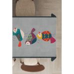 Rugviva MSO209 Dokuma Elit Kumaş Papağan Desenli Gri Leke Tutmayan 140x200 cm Masa Örtüsü