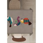 Rugviva MSO210 Dokuma Elit Kumaş Papağan Desenli Bej Leke Tutmayan 140x260 cm Masa Örtüsü