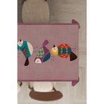 Rugviva MSO213 Dokuma Elit Kumaş Papağan Desenli Pembe Leke Tutmayan 140x200 cm Masa Örtüsü