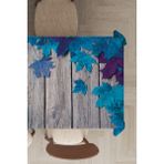 Rugviva MSO236 Dokuma Elit Kumaş 3D Çınar Yapraklı Mavi Leke Tutmayan 140x140 cm Masa Örtüsü
