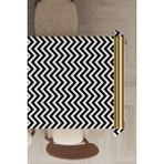 Rugviva MSO433 Dokuma Elit Kumaş Zigzag Desenli Siyah Beyaz Leke Tutmayan 140x260 cm Masa Örtüsü