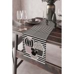 Rugviva RNR133 Elit Tay Tüyü Dokuma Leke Tutmaz Kumaş Kaktüslü Runner Siyah 40x140 cm Masa Örtüsü