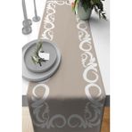 Rugviva RNR386 Runner Dokuma Leke Tutmaz Elit Tay Tüyü Kumaş Klasik Kenarlı Vizon 40x140 cm Masa Örtüsü