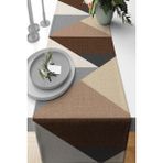Rugviva RNR391 Elit Tay Tüyü Dokuma Leke Tutmaz Kumaş Geometrik Runner Vizon 40x140 cm Masa Örtüsü