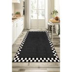 Rugviva Siyah Hasır Desen Kaymaz Taban Mutfak Halısı Ar331, Siyah, 100 X 160