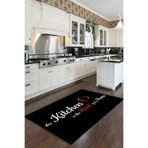 Rugviva Siyah Kaymaz Tabanlı Makinede Yıkanabilir Mutfak Halısı Mt49, Siyah, 120 X 180