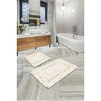 Rugviva Vivahome Dijital Banyo Halısı Klozet Takımı 2'Li Paspas Seti Bs341 60X90Cm + 60X60Cm, Bej, Tek Ebat