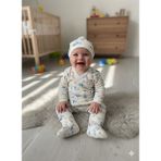ruhaay Bebek Yeni Doğan Baskılı Mevsimlik Bereli Patikli Alt Üst Takım - Mavi - Yenidoğan