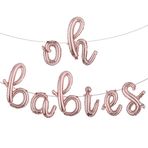 RUIANSI 40,64 cm Küçük Oh Bebek Balonları İkizler Yeni Doğan Bebek Partisi Afişi Parti Malzemeleri Dekorasyonlar Cinsiyet Açıklaması (L oh Babies Rose Gold)