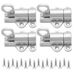 Ruidee 4 adet otomatik kapı sürgüsü, gümüş, alüminyum, vidalı yaylı kilit, yaylı kilit, otomatik kilitleme, pencere, kapı için kilit sürgüsü (FJMS/Silver)
