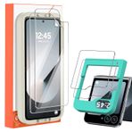 Ruiheshiyi Samsung Galaxy Z Flip 6 Ekran Koruyucuları, 2 Adet İç Ekran Koruyucu + 2 Adet Ön Temperli Cam [Mükemmel Uyum Tepsisi] Ultra HD, Dayanıklı ve Kırışmaz, Çizilmeye Dayanıklı, Yeni Başlayan, Şeffaf