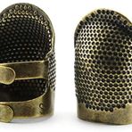 RuiLing 2'li Paket Vintage Stil Ayarlanabilir Dikiş Yüksük Kendin Yap El İğne İşi Aksesuarları Metal Dikiş Araçları İğneler Partner Yaratıcı Retro Pirinç Parmak Koruyucu İki Boyut