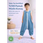 RUKİYE YAVUZ Pamuk Pazen Yazlık Kolsuz Müslin Bebek Çocuk Uyku Tulumu %100 Pamuk Kumaş 0,5 Tog