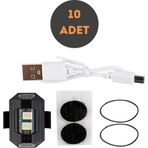 Rukye Shop 10 Adet Mini Uçak Kanat Led Kablosuz Aircraft Rgb Led Lamba Kablosuz Mini Çakar Usb Şarjlı