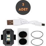 Rukye Shop 3 Adet Mini Uçak Kanat Led Kablosuz Aircraft Rgb Led Lamba Kablosuz Mini Çakar Usb Şarjlı