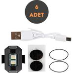 Rukye Shop 6 Adet Mini Uçak Kanat Led Kablosuz Aircraft Rgb Led Lamba Kablosuz Mini Çakar Usb Şarjlı