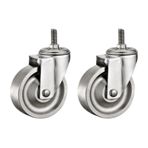 Rulman Tekerlekleri 100mm, Tek Araba Tekerleği, 304 Paslanmaz Çelik Malzeme Araba Mobilya Tezgahı için Ağır Hizmet Tekerleri, 2'li Paket(Lead screw)