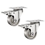 Rulman Tekerlekleri 100mm, Tek Araba Tekerleği, 304 Paslanmaz Çelik Malzeme Araba Mobilya Tezgahı için Ağır Hizmet Tekerleri, 2'li Paket(Swivel brake)