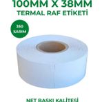 RULORULO 100X38 Termal Karton Raf Etiketi 350 Sarım Çentikli 20 Rulo 7000 Adet Etiket