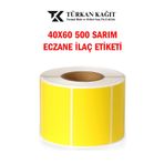 RULORULO 40x60 Eczane ilaç Etiketi Sarı Renk 10 Adet 500 Sarım