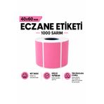 RULORULO 40x60 Pembe Renk Termal Eczane İlaç Tarif Etiketi 1000li 1 Rulo