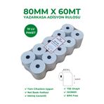 RULORULO 80X60 Termal Rulo Yazarkasa Adisyon Rulosu 1 Paket 10 Adet BPA Free TSE Belgeli
