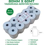 RULORULO 80X60 Termal Rulo Yazarkasa Adisyon Rulosu 10 Paket 100 Adet BPA Free TSE Belgeli