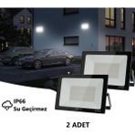 Rultech 2 Adet LED Işık Projektör 100W Beyaz Işık 6500K 9000LM Bahçe Duvar Yol Aydınlatma Dış&iç Mekan - 6500K - Beyaz