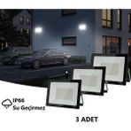 Rultech 3 Adet LED Işık Projektör 100W Beyaz Işık 6500K 9000LM Bahçe Duvar Yol Aydınlatma Dış&iç Mekan - 6500K - Beyaz