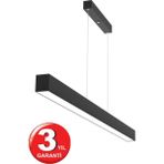 RulTech Linear Lineer 80cm Siyah Kasa Gün Işık 3000K Ledli Sarkıt Modern Led Avize, Salon, Mutfak, Masa Üstü Avize - Günışığı