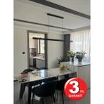 Rultech Lineer 150CM Siyah kasa Sıcak Beyaz Işık 4000K Ledli Sarkıt Modern LED Avize, Salon, Mutfak, Masa Üstü Avize Aydınlatma