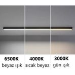Rultech Lineer 60 cm Siyah Kasa Gün Işık 3000 K Ledli Sarkıt Modern Avize - Salon, Mutfak, Masa Üstü - Gün Işık (sarı) 3000K