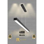 Rultech Lineer 60 cm Siyah Kasa Sıcak Beyaz Işık - 4000 K Ledli Sarkıt Modern Avize - Salon, Mutfak, Masa Üstü - Sıcak Beyaz Işık 4000K
