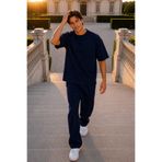 Runades Erkek Oversize Yazlık Eşofman Takımı Geniş Paçalı Alt Kısa Kollu Basic Tişört Günlük Casual İkili Takım