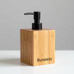 Runaway Büyük Ahşap Sıvı Sabunluk Doğal Bambu 100ml Paslanmaz Pompalı Sabunluk
