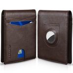 RUNBOX Erkek Cüzdan Airtag Tutucu Erkekler Baba için İnce RFID Deri Hediye, Klasik Kahve, medium, Retro
