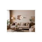 Runc Design Love Yazılı Çiçek Tasarımlı Ahşap Duvar Saati - Modern Salon Dekoru - Hediyelik Saat