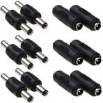 RUNCCI-YUN 12 adet 5,5 x 2,1 mm DC akım bağlantısı, erkekten erkeke, DC içi boş fiş 5,5 x 2,1 dişi, CCTV kamera araç monitörü için